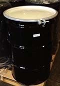 55 Gallon. 20 410 Black/White Round Steel Drum