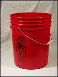 5 Gallon. 20 410 Red Heavy Duty Plastic Pail