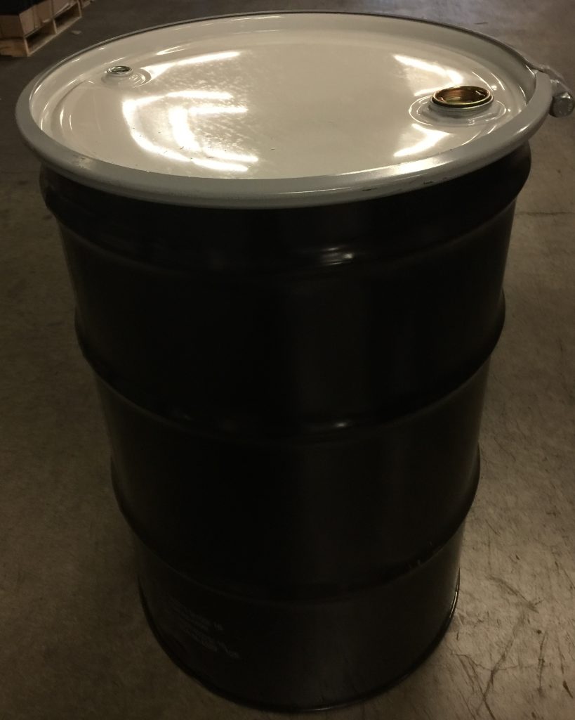  55 Gallon   Open Head Black/White  Round  Steel   Drum