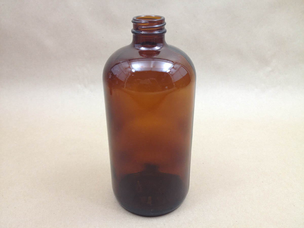  32 oz.   33 400 Amber  Boston Round  Glass   Bottle