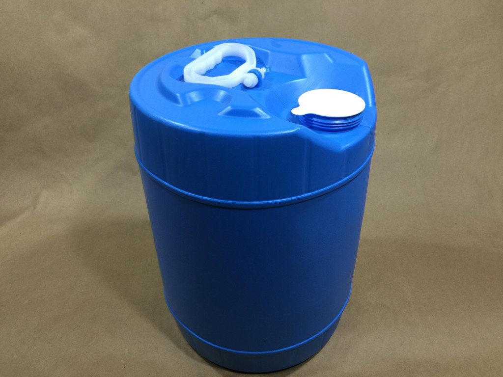  5 Gallon   70mm Rieke Blue  Closed Top Round  Plastic   Drum