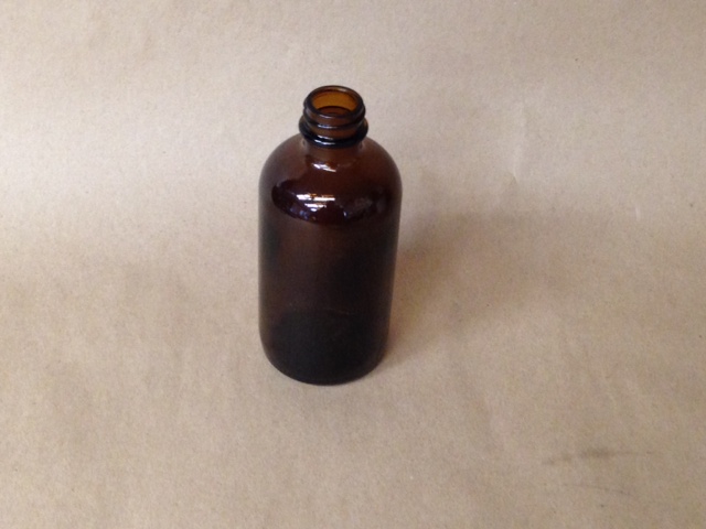  6 oz.   24 400 Amber  Boston Round  Glass   Bottle