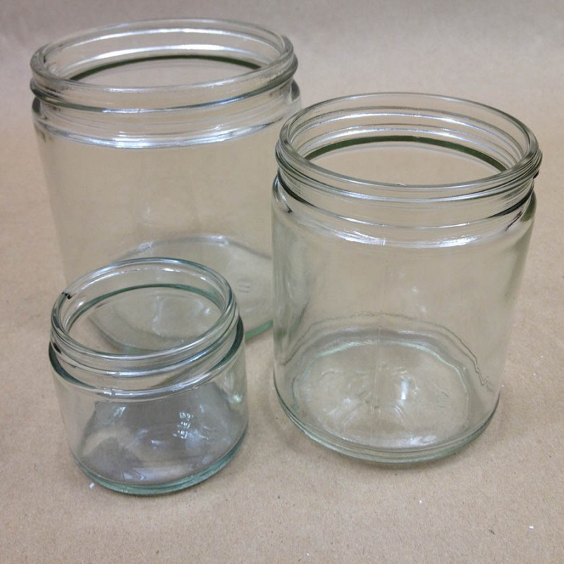 Straight Sided Glass Jars for Bath Salts Yankee Containers Drums
