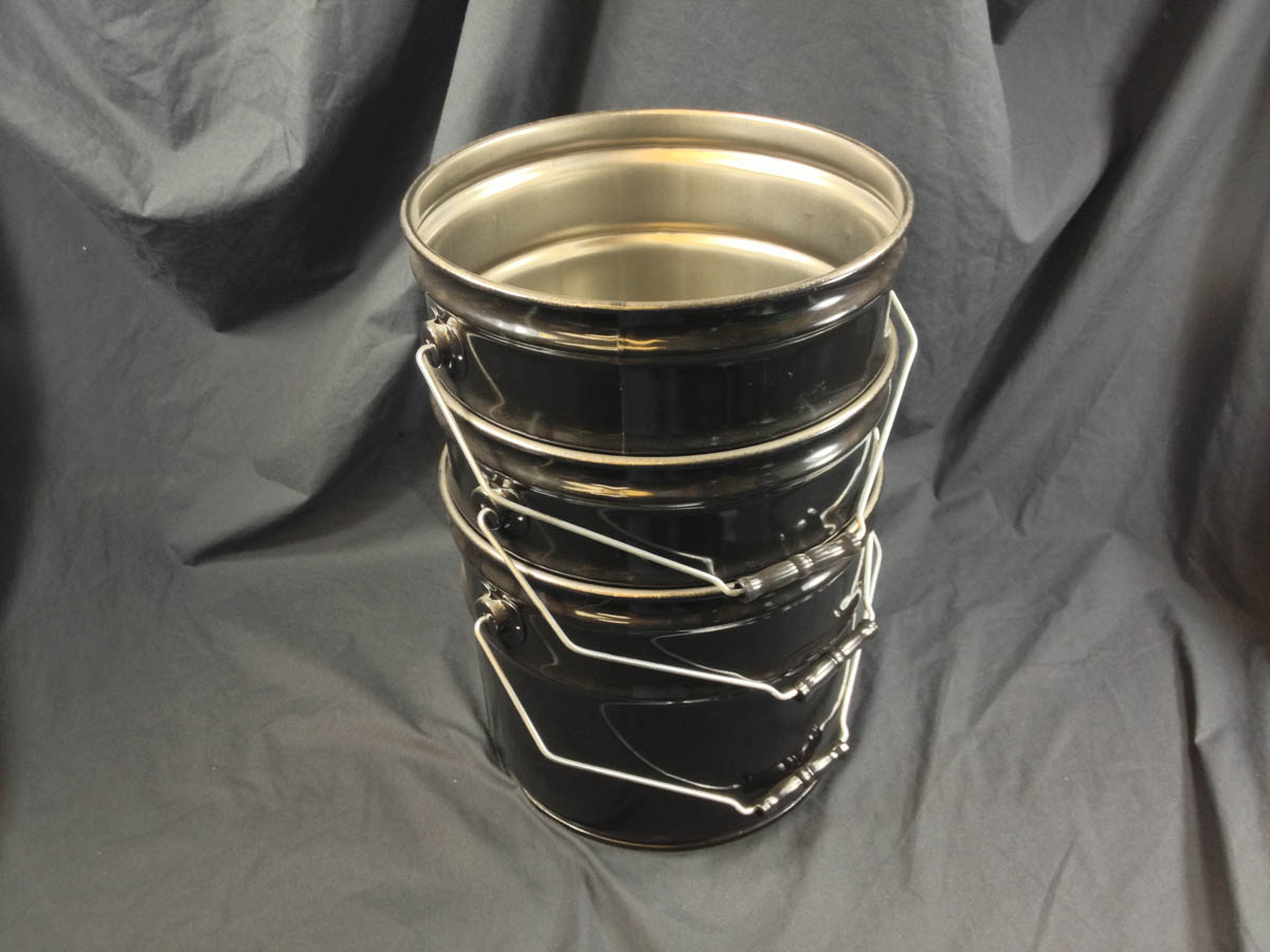 nested 3.5 gallon steel pails