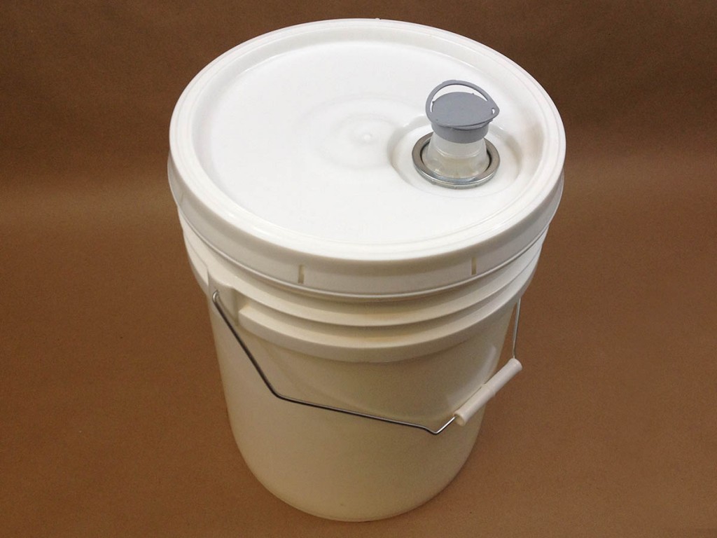 1 Gallon Plastic Bucket, Open Head, Tear Tab Lid - White