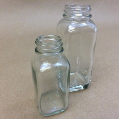 French square glass bottles