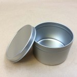 metal can with slip on cover, slip cover can, metal tin, tin can