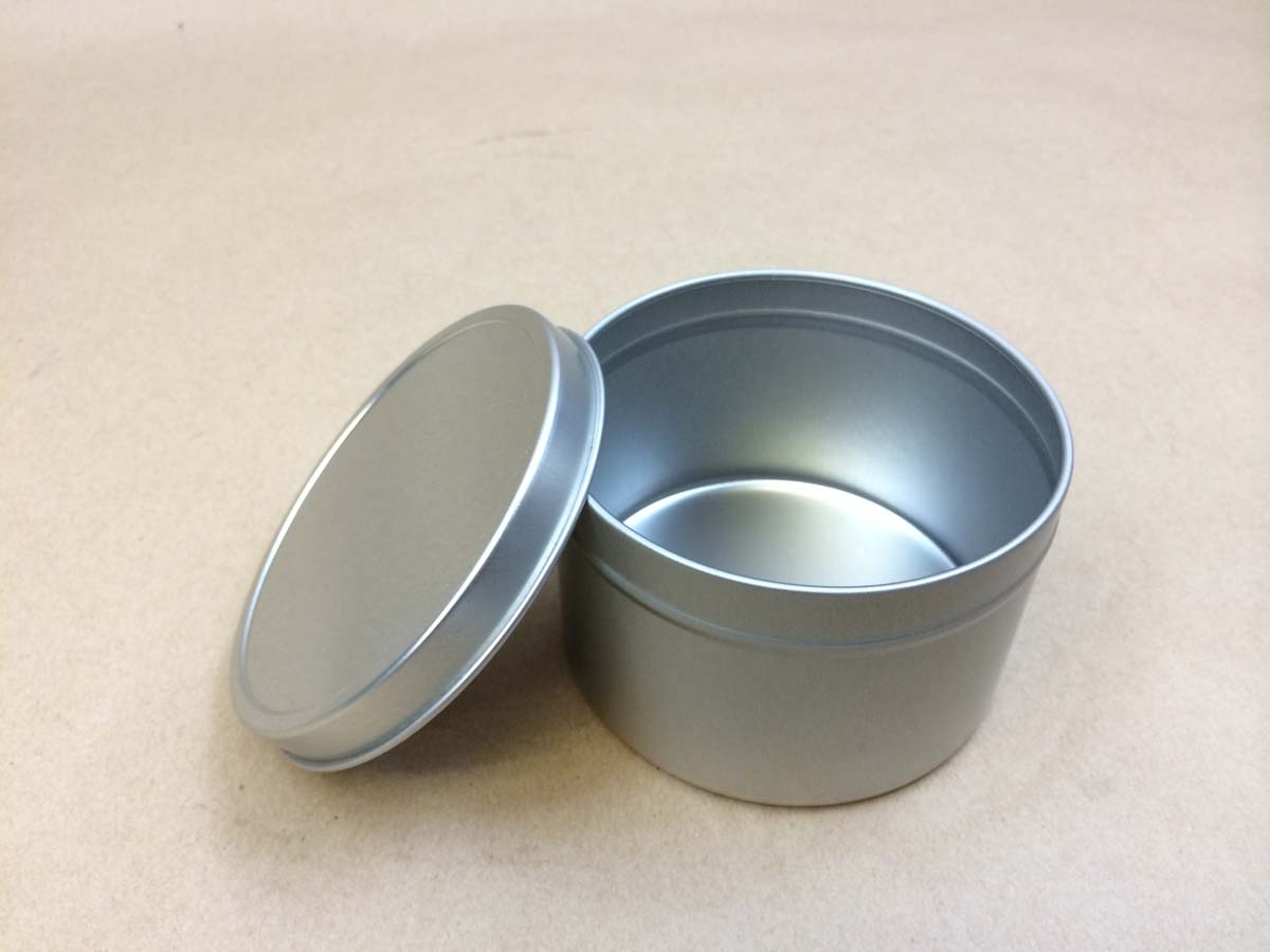 metal can with slip on cover, slip cover can, metal tin, tin can