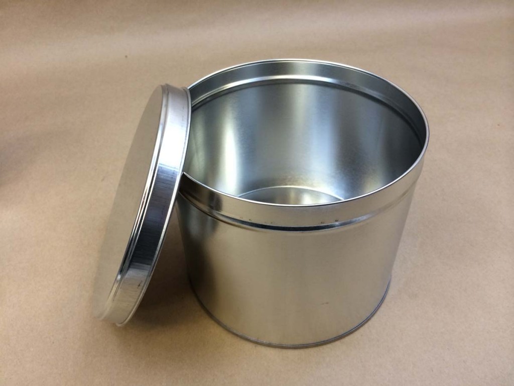 metal can, holiday tin, tinplate can, slip cover can