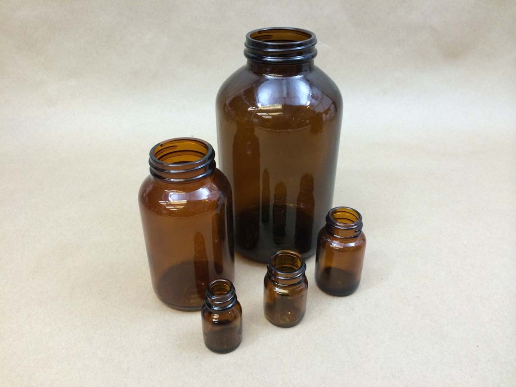 Heavy Glass Medical Screw-Top Packer Bottles Wide Mouth Container Jars AMBER 3.3 oz 100 cc Size Package of 24 Units