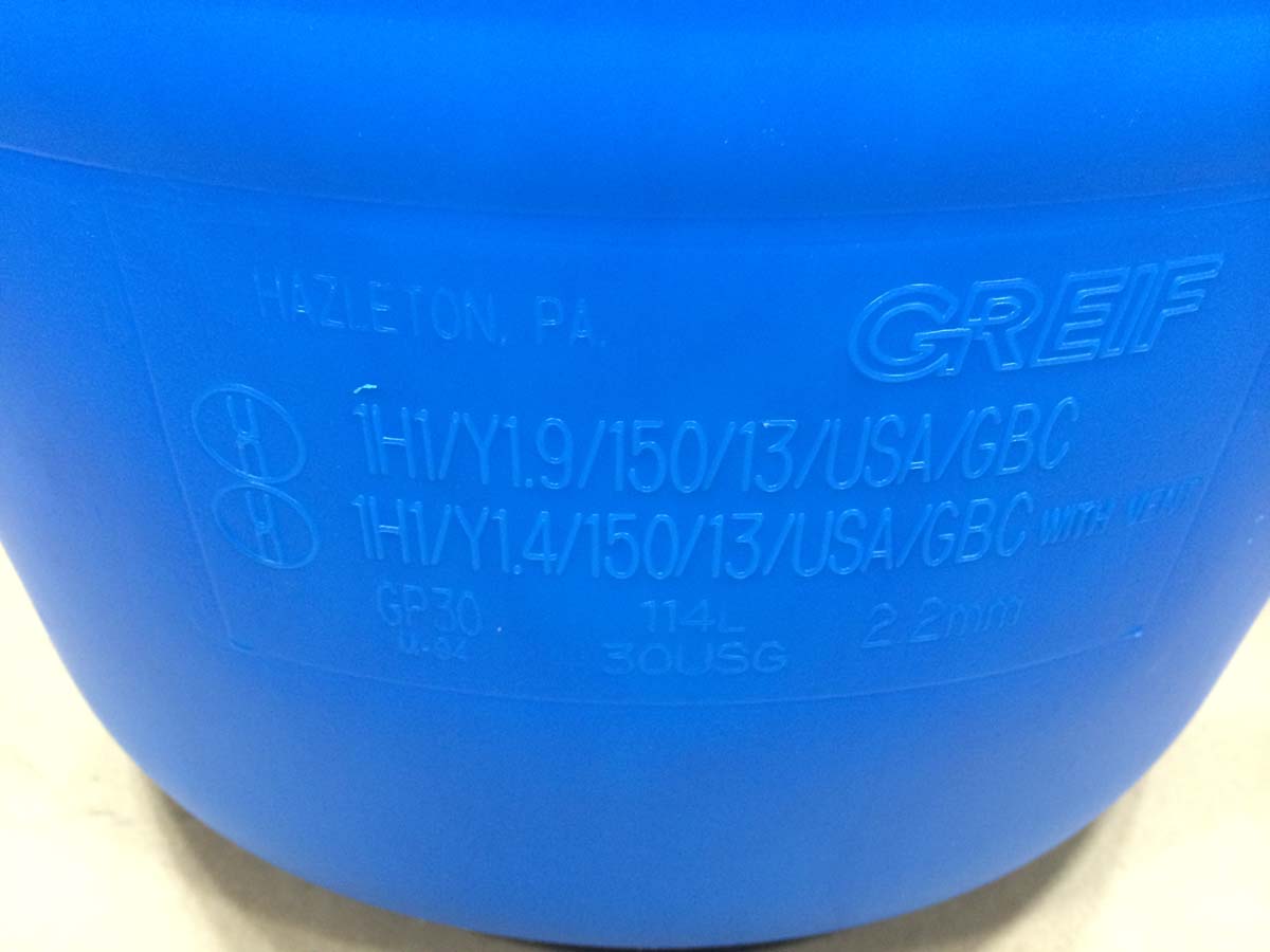 closed top plastic drum, tighthead plastic barrel, 1h1/Y1.9/150