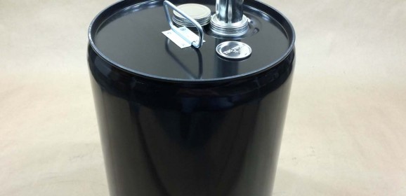 5 Gallon Black Steel Pail with Screw Cap and Push/Pull Spout