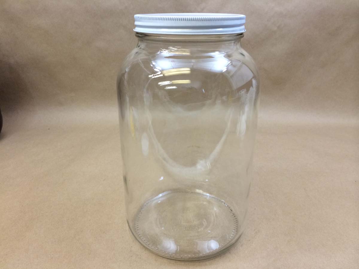 Wide-Mouth Glass Jars - 1 Gallon, 4 Opening, Metal Cap