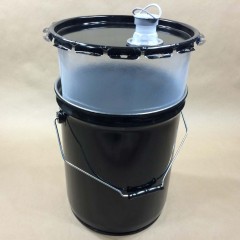 5 Gallon Black Steel UN Rated Composite Pail with Flexspout for Corrosive Liquids