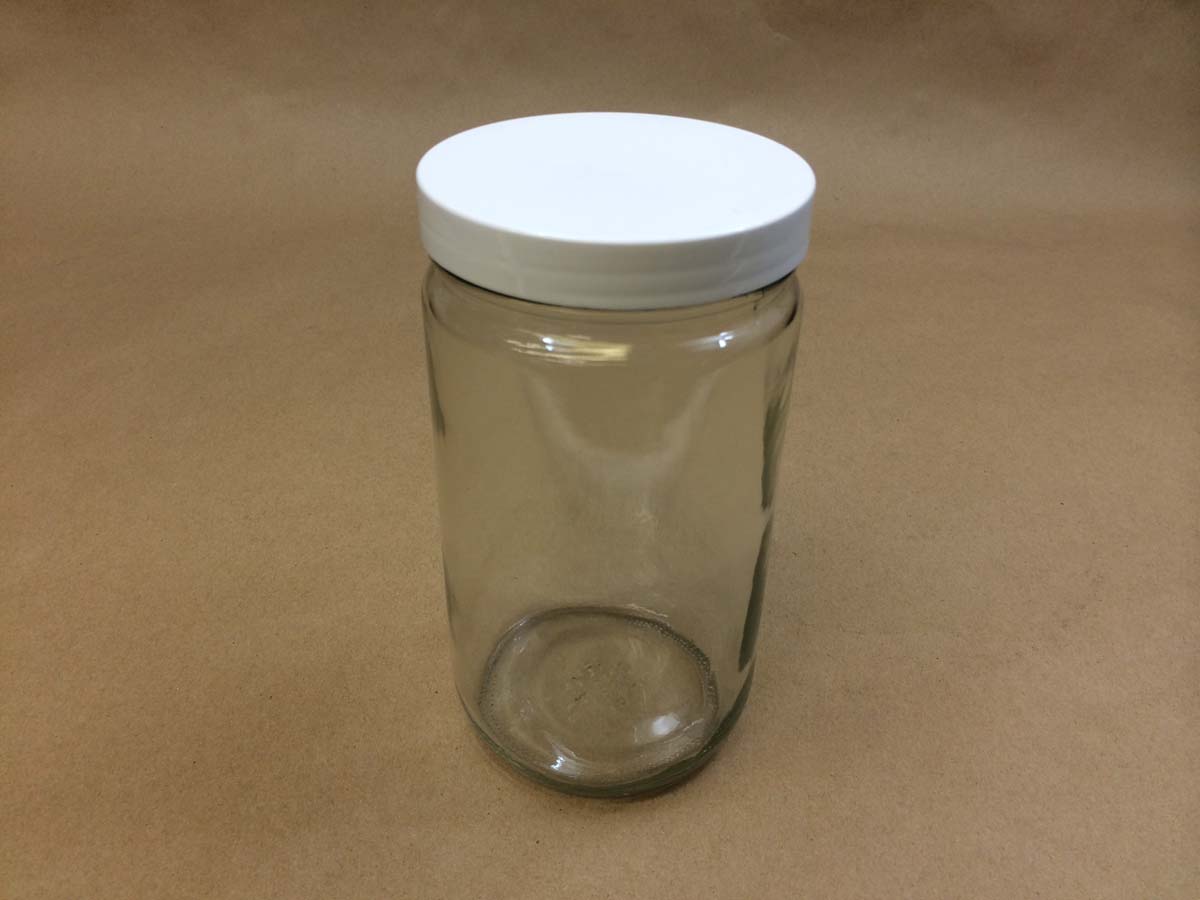 32 Oz/Quart Straight Sided Glass Jar Shown with Plastic Cap