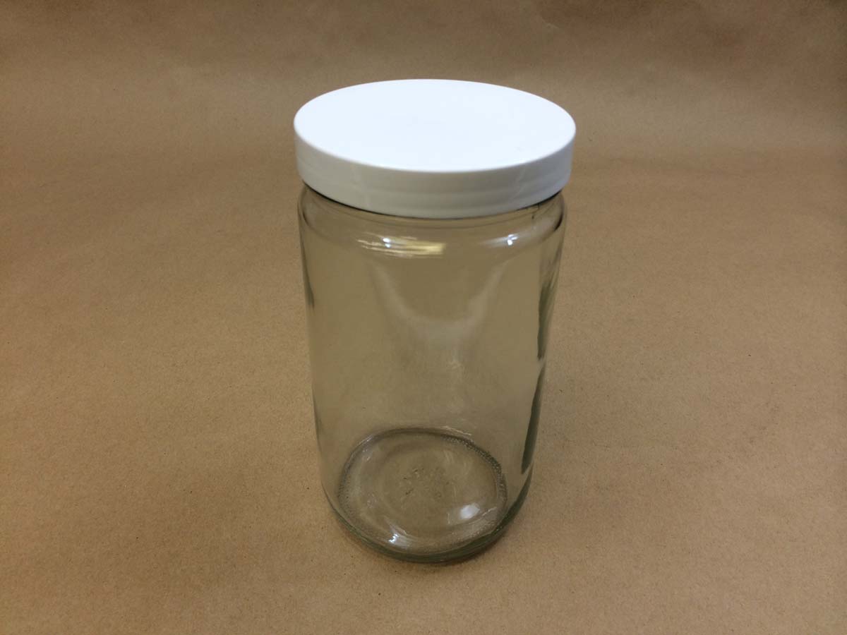 Clear Straight-Sided Glass Jars - 16 oz, Plastic Cap