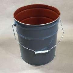 5 Gallon Grey Steel Pail with Red Phenolic Lining
